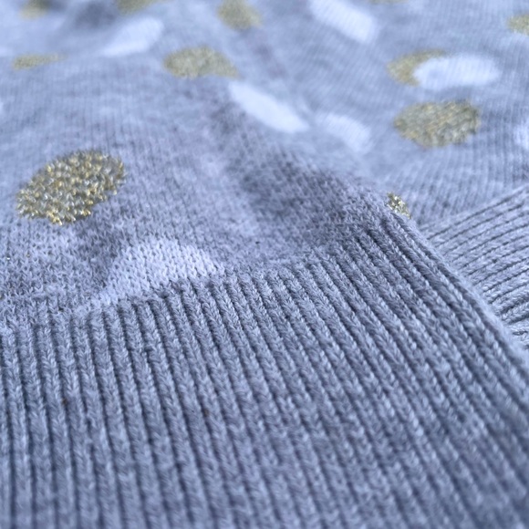 Sparkly Gray Sweater With Gray and Gold Polka-Dots!!! - Picture 2 of 5